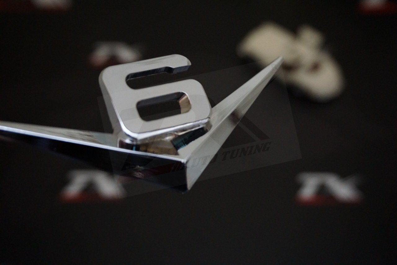 Emblème 3D Chromé Logo V6 Pour Tuning - Autocollant Métallisé Résistant L024