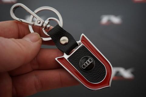 Audi Logo Krom Deri Metal Anahtarlık New Style
