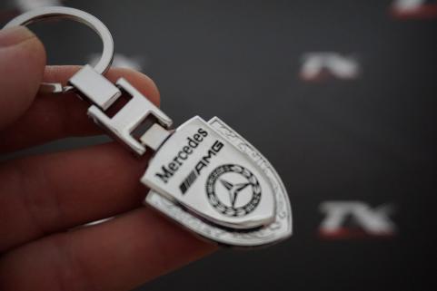 Mercedes Benz AMG Logo Krom Metal Çift Yön Anahtarlık New Style