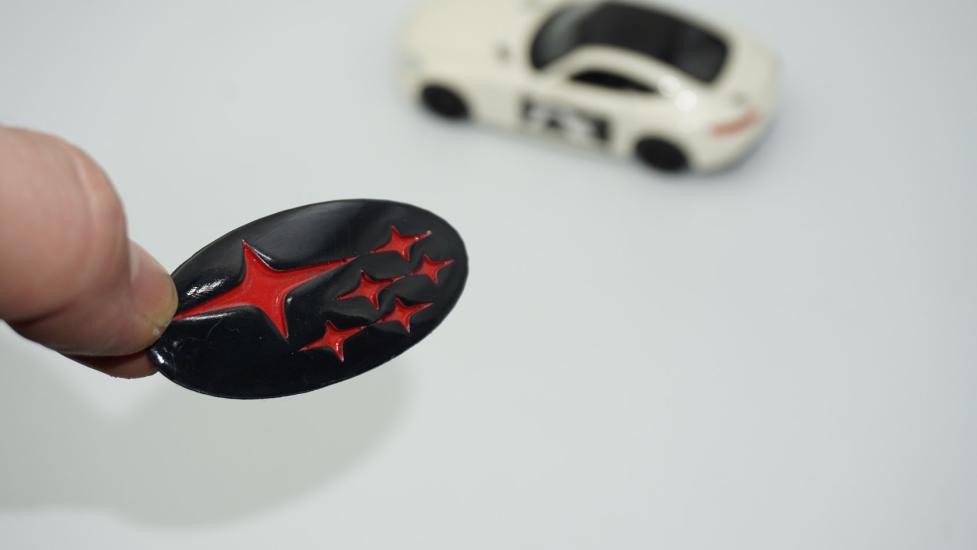DK Tuning Direksiyon Siyah Kırmızı Amblem Logo Arma Subaru İle Uyumlu