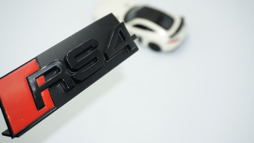 DK Tuning RS4 Siyah Kırmızı 3D Ön Panjur Logo Audi İle Uyumlu
