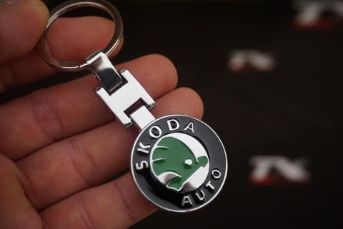 Skoda Auto Logo Krom Metal Çift Yön Anahtarlık