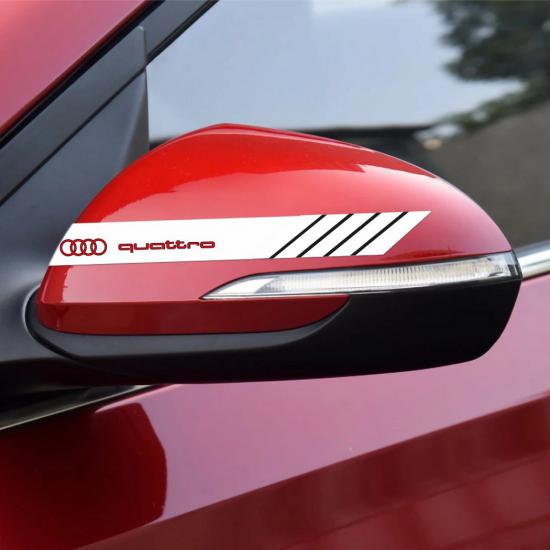 Audi Quattro Yan Aynalar Selefon Kaplama Sticker Seti