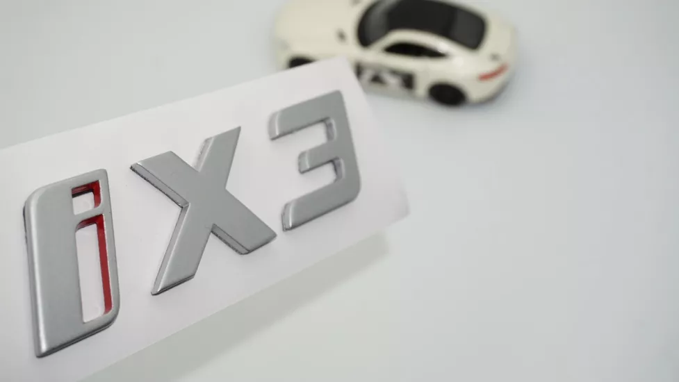 DK Tuning Yeni iX3 Bagaj Gri Kırmızı ABS Yazı Logo Bmw İle Uyumlu