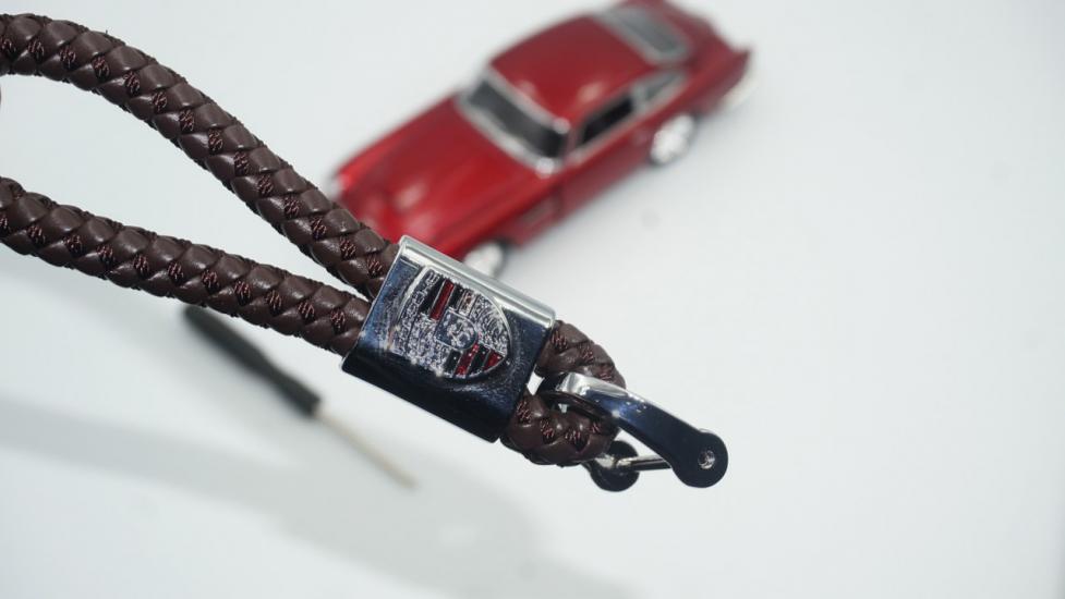 Porsche Logo Stil Hasır Desen Anahtarlık
