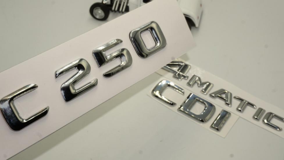 Benz C 250 4Matic CDI Bagaj Krom Metal 3M 3D Yazı Logo