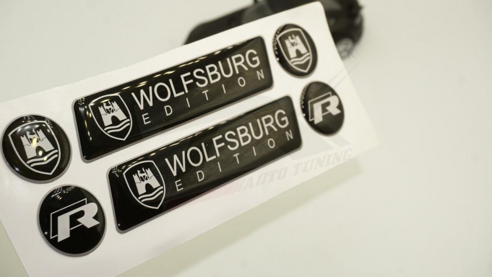 Volkswagen Wolfsburg Edition Logo 3M 3D Damla Silikon Torpido Bagaj Çamurluk Logo Amblem Arma Seti