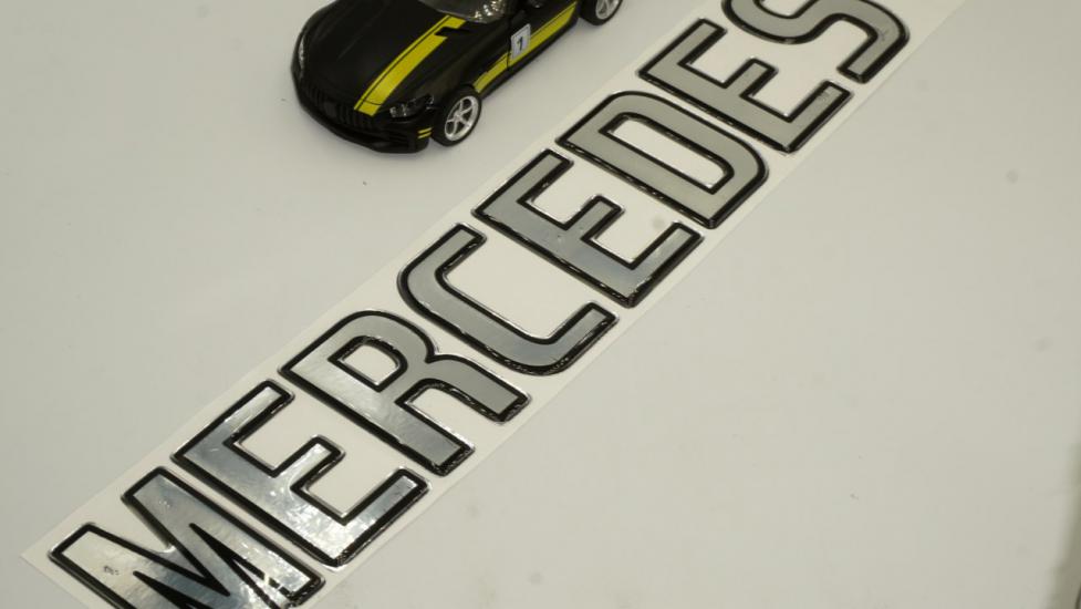 Mercedes Benz Logo 3M 3D Damla Silikon Cam Büyük Yazı Amblem Arma