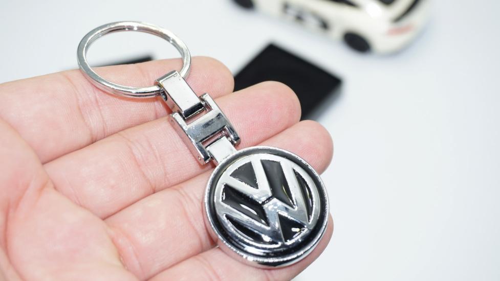 DK Tuning Volkswagen Logo Gümüş Siyah Metal Çift Yön Anahtarlık