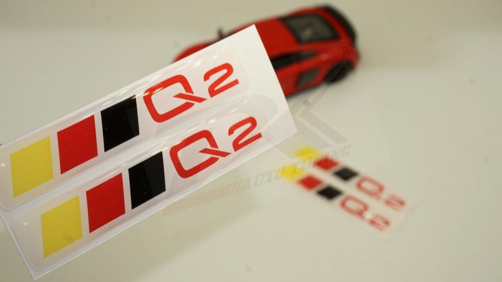 Audi Q2 Logo 3M 3D Damla Silikon Torpido Bagaj Çamurluk Logo Amblem Arma Seti