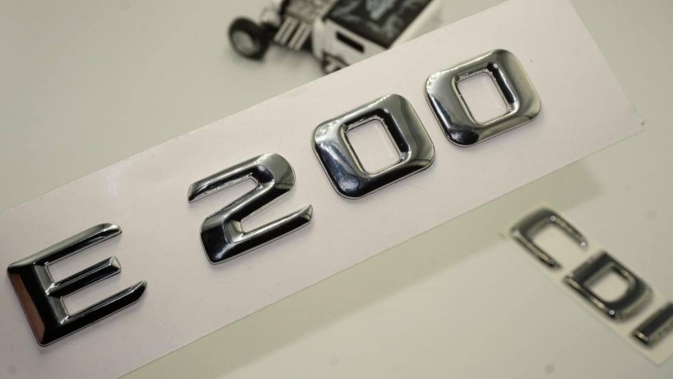 Benz E 200 CDi Bagaj Krom Metal 3M 3D Yazı Logo
