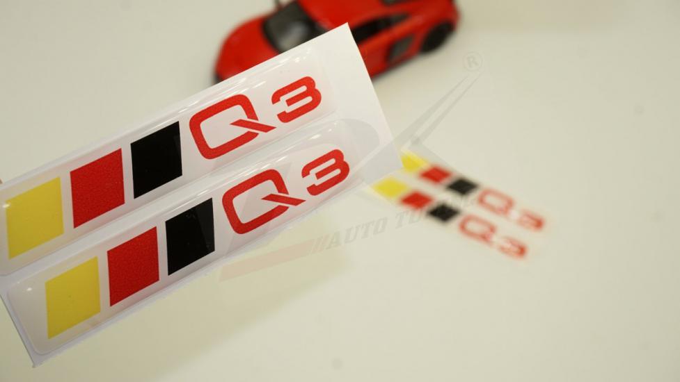 Audi Q3 Logo 3M 3D Damla Silikon Torpido Bagaj Çamurluk Logo Amblem Arma Seti