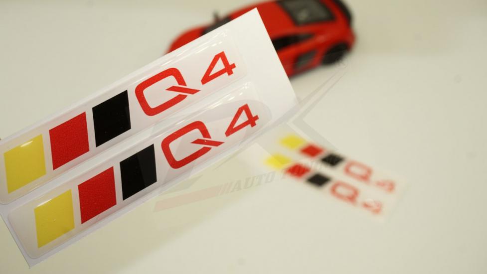 Audi Q4 Logo 3M 3D Damla Silikon Torpido Bagaj Çamurluk Logo Amblem Arma Seti