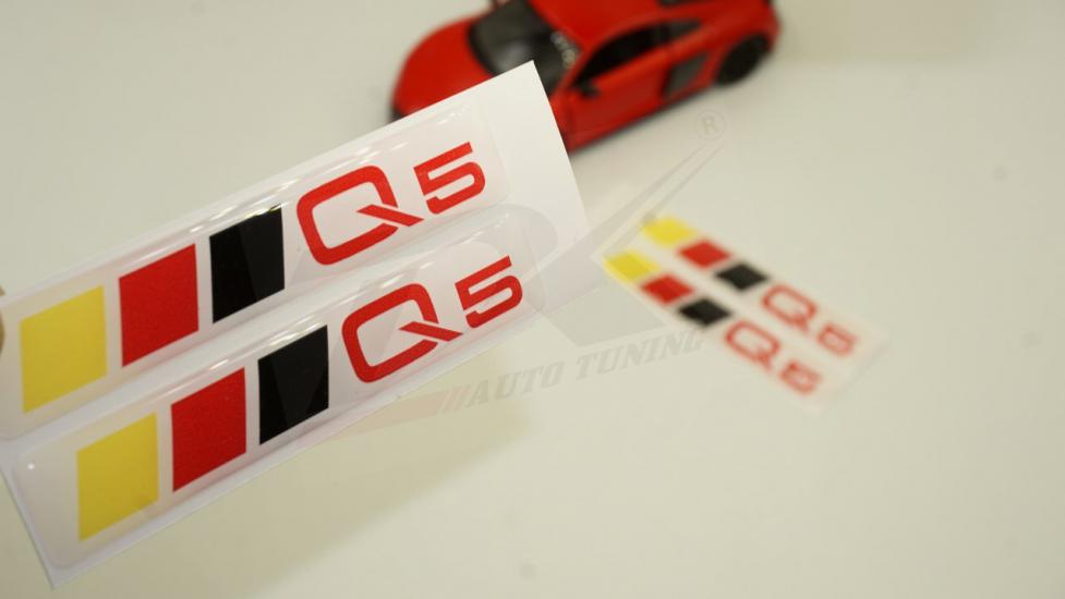 Audi Q5 Logo 3M 3D Damla Silikon Torpido Bagaj Çamurluk Logo Amblem Arma Seti