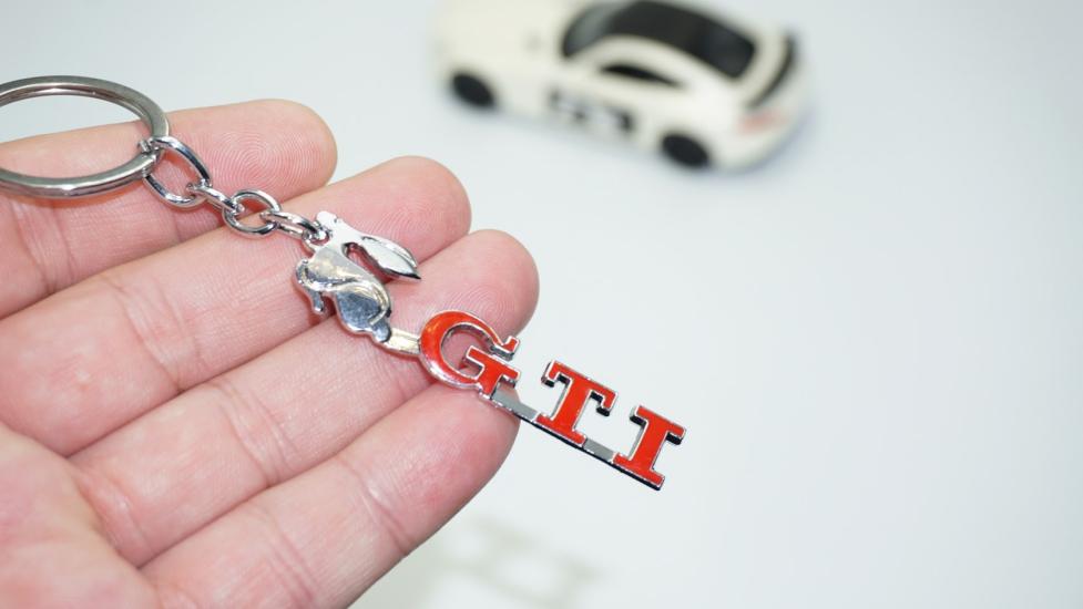 DK Tuning GTİ Koşan Tavşan Logo Krom Metal Çift Yön Anahtarlık