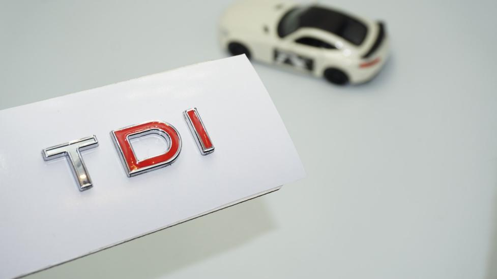 DK Tuning TDi Çift Kırmızı Bagaj Krom ABS Yazı Logo Volkswagen İle Uyumlu
