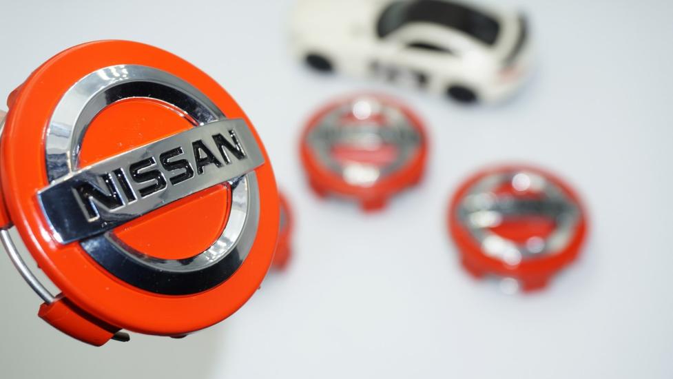 DK Tuning Nissan Kırmızı Gümüş Jant Göbeği Kapak Seti 60mm