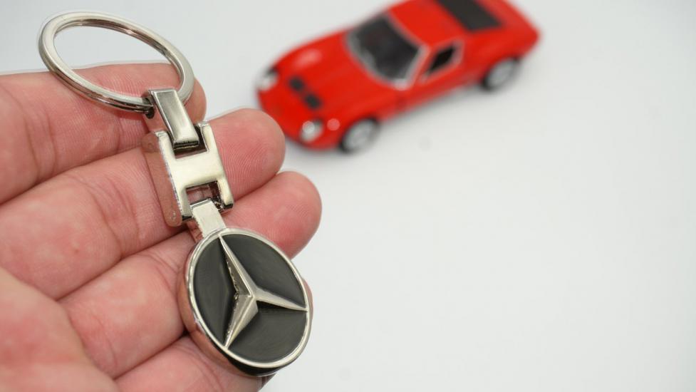 Mercedes Benz Yıldız Logo Çift Yön Krom Metal Stil Anahtarlık