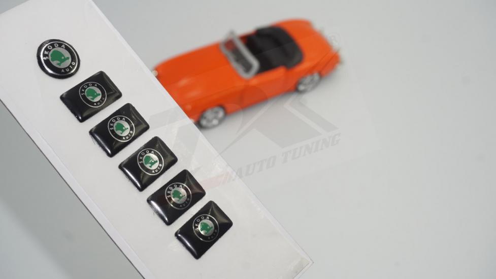 Skoda Auto Cam Açma Jant Torpido Direksiyon Metal Sticker Logo Seti