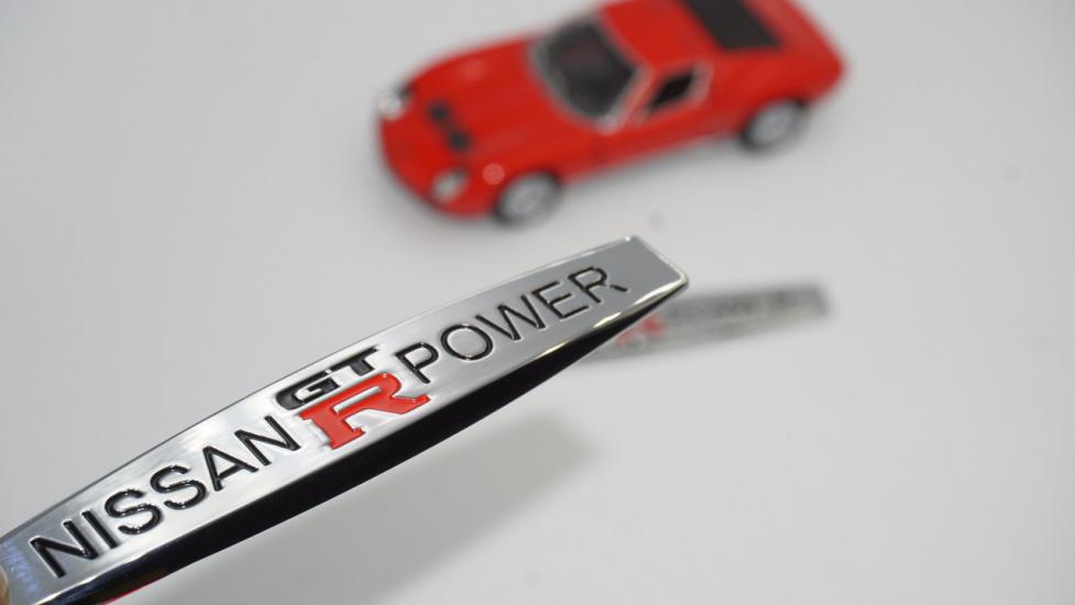 Nissan GTR Power Logo Yan Çamurluk 3M 3D Krom Metal Logo Amblem