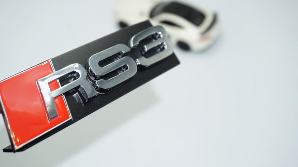 DK Tuning RS3 Gümüş Kırmızı 3D Ön Panjur Logo Audi İle Uyumlu