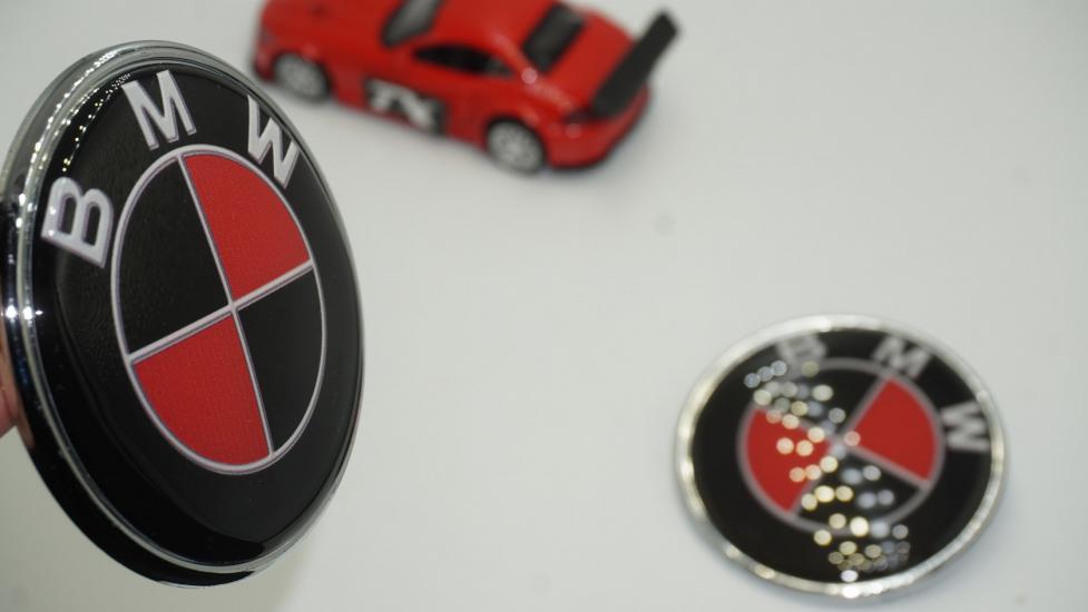 Bmw X3 X4 X5 X6 82mm Siyah Kırmızı Ön Kaput Ve Bagaj Logo Amblem Seti
