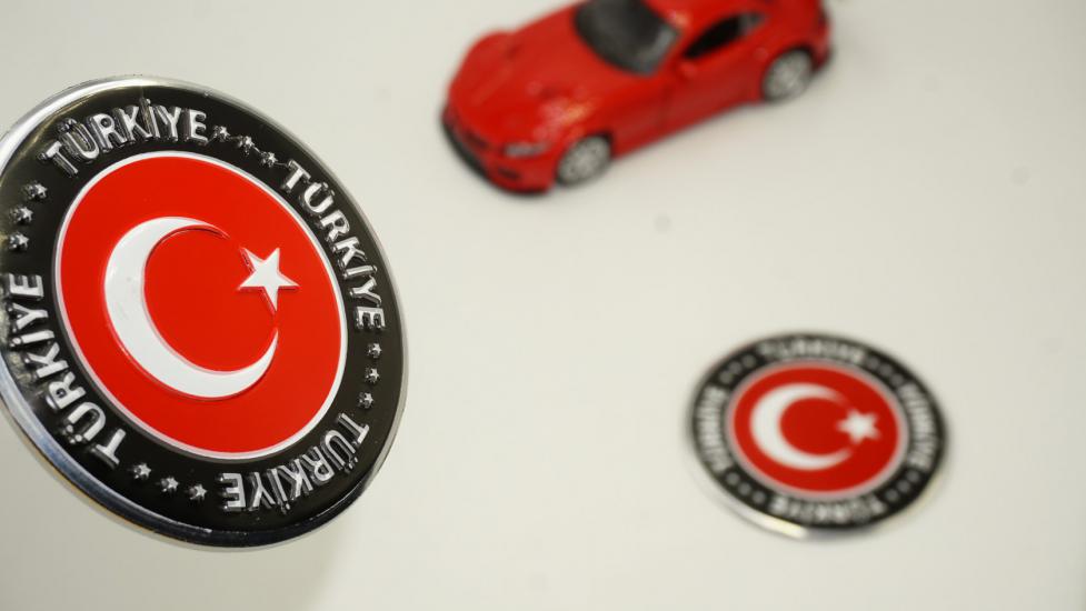 Turkish Flag Türkiye Bayrak Krom Metal Body Plaka 3M Logo Seti