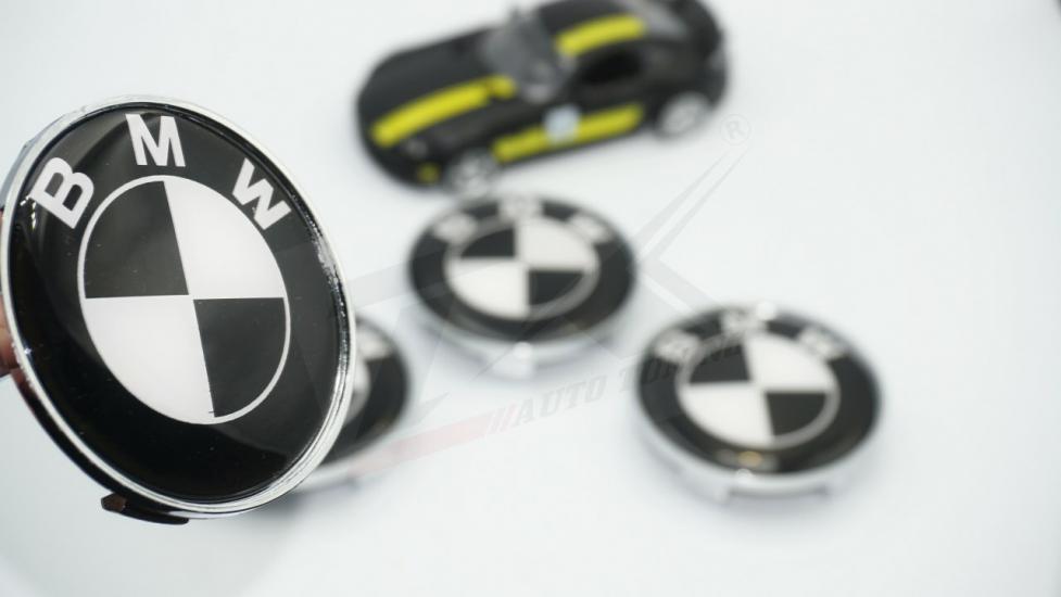 Bmw Siyah Beyaz Jant Göbeği Kapak Seti 68mm