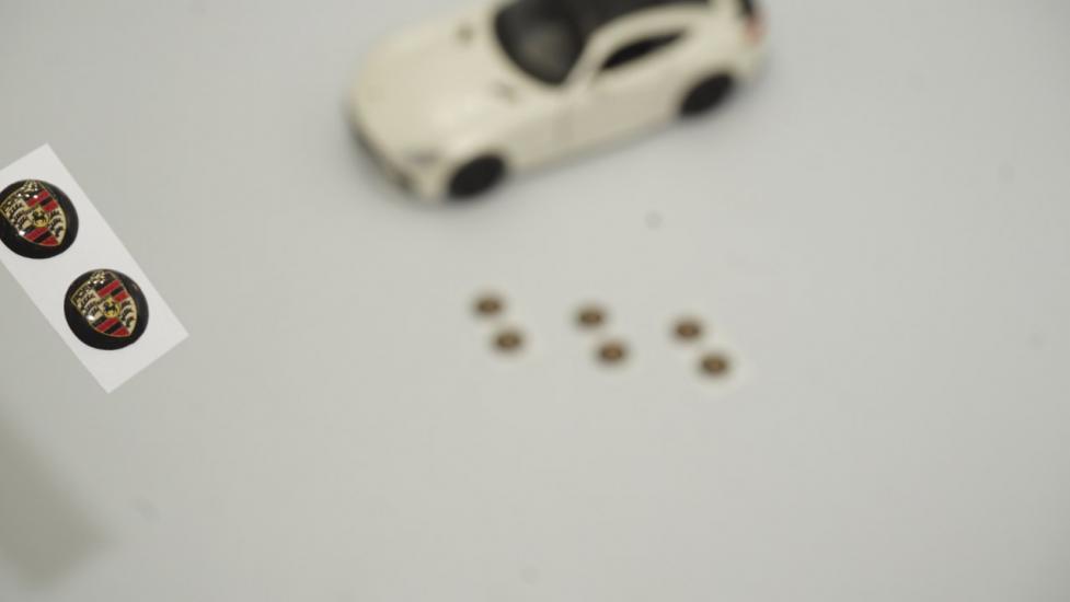 Porsche Logo Jant Torpido Direksiyon 9mm Damla Sticker Logo Seti