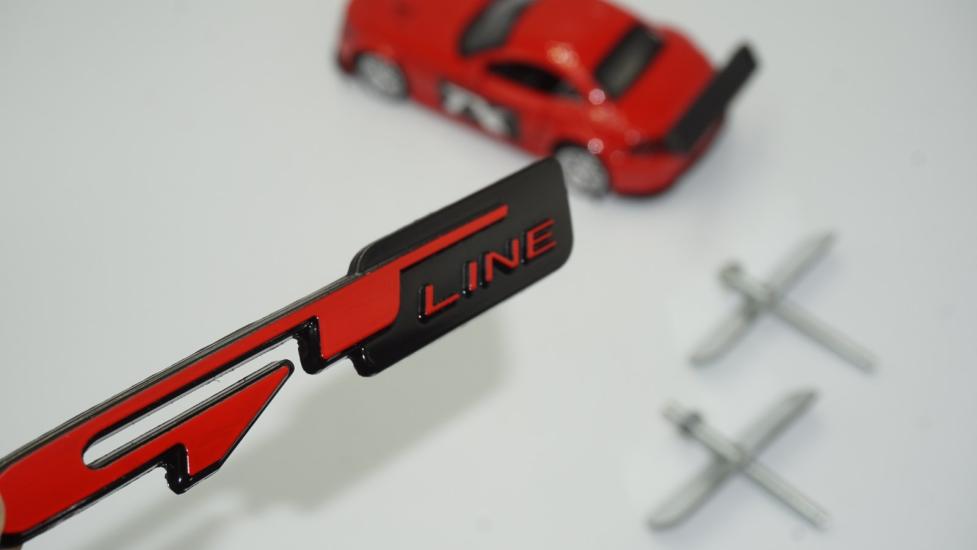 DK Kia GT Line Ön Panjur Vidalı 3D Kırmızı Siyah Metal Logo
