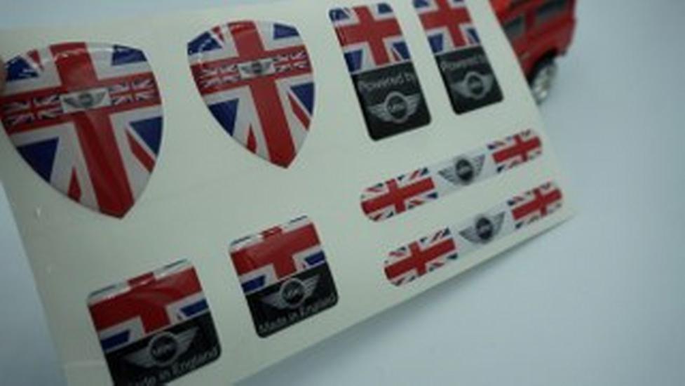Mini Cooper Wings English Flag Logo Damla Silikon Grup Sticker