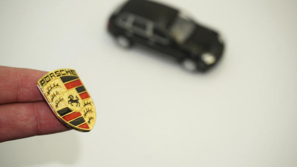 Porsche Gold Metal Çamurluk Yanı 3M 3D Logo Amblem Arma