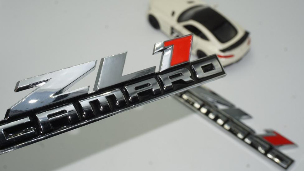 DK Chevrolet Camaro ZL1 Çamurluk Yanı Yazı Krom Metal 3M 3D Logo Amblem