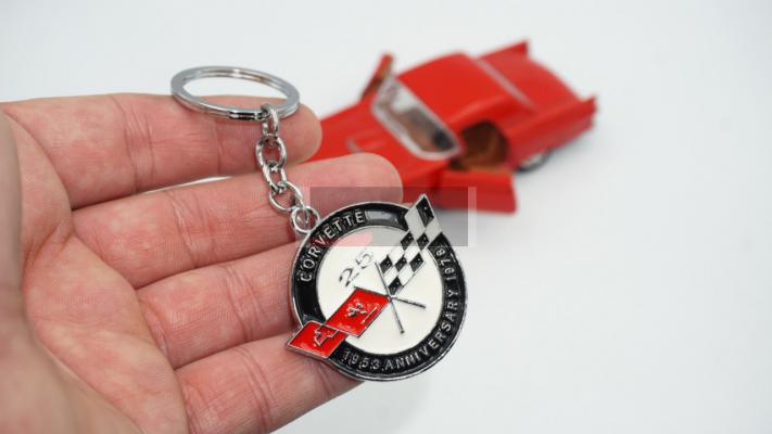 Chevrolet Corvette Logo Krom Metal Çift Yön Anahtarlık 2021 Style