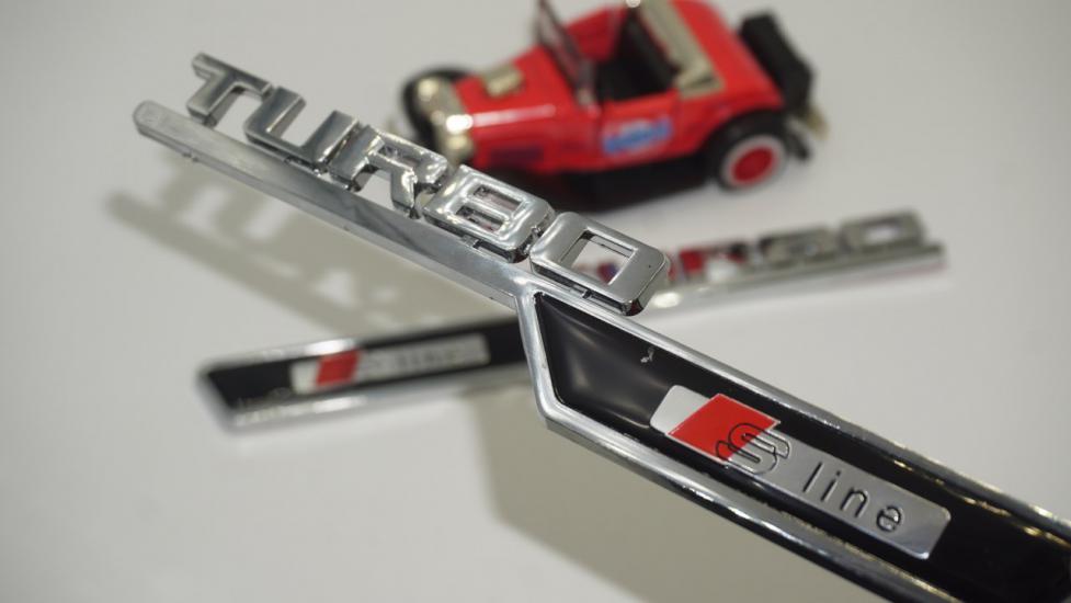 Audi Turbo S Line Çamurluk Yanı 3M Krom ABS Logo 2 Li Set