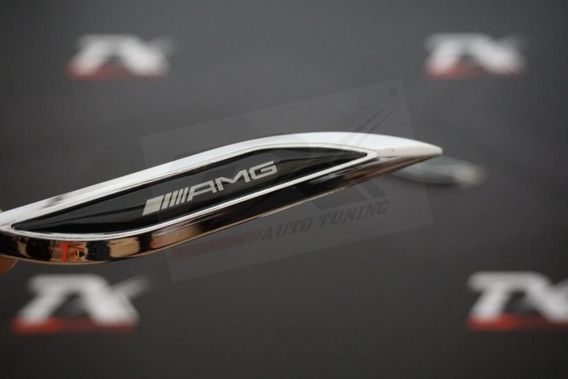 Mercedes Benz AMG Logo Dolphin Çamurluk Yanı Yazı Krom Metal 3M New Style