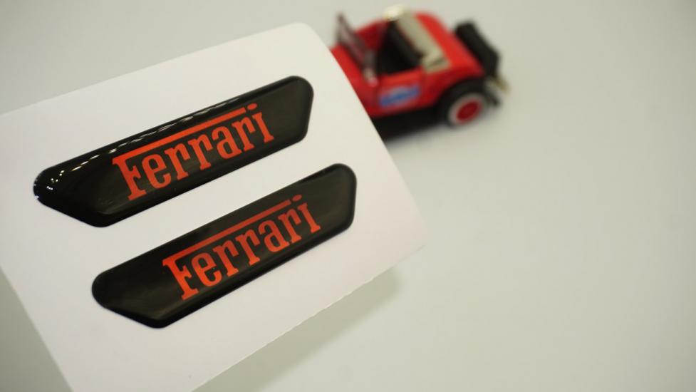 Ferrari Logo Çamurluk Yanı Ve Ayna Metalize Damla Desen 3M Logo Arma