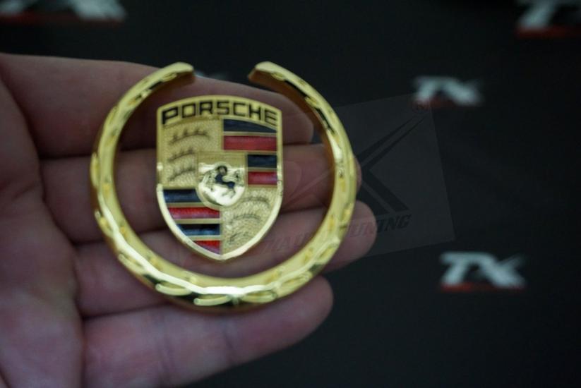 Porsche Buğday Kulakları Krom Metal 3M 3D Logo OEM Ürün