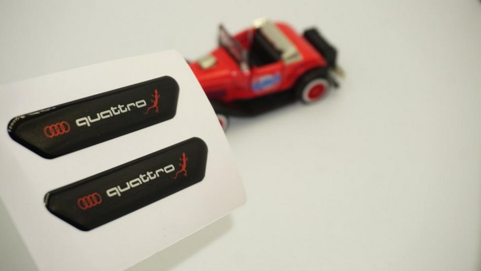 Audi A4 A5 A6 A7 Quattro Gecko Logo Çamurluk Yanı Ve Ayna Metalize Damla Desen 3M Logo Arma