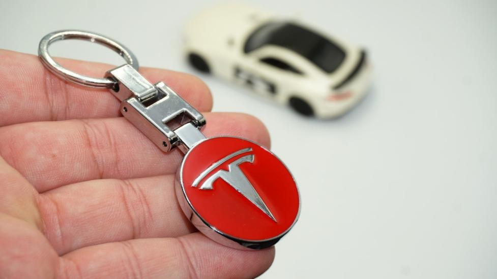 Tesla Logo Model 3 S X Y Kırmızı Metal Çift Yön Anahtarlık
