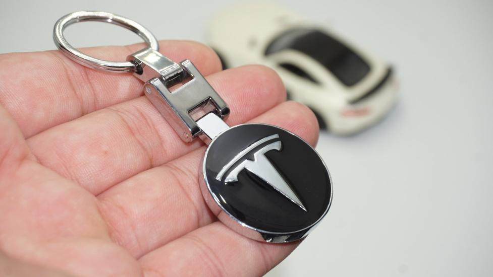 Tesla Logo Model 3 S X Y Siyah Metal Çift Yön Anahtarlık