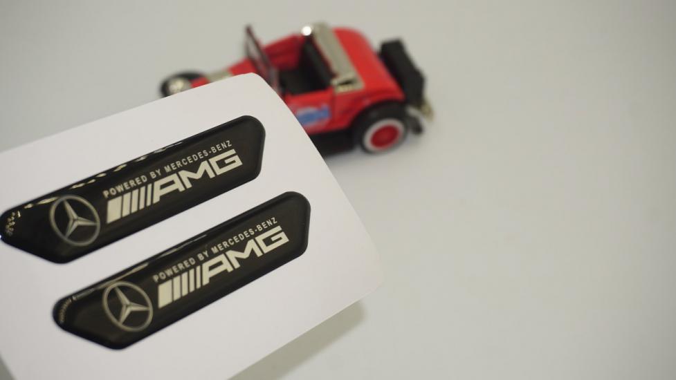 Mercedes Benz AMG Logo Çamurluk Yanı Ve Ayna Metalize Damla Desen 3M Logo Arma