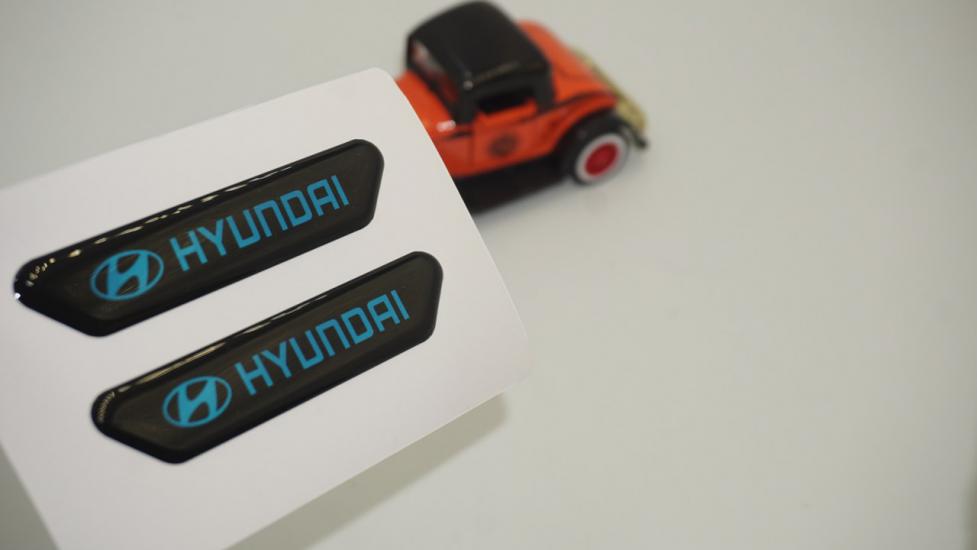 Hyundai Logo Çamurluk Yanı Ve Ayna Metalize Damla Desen 3M Logo Arma