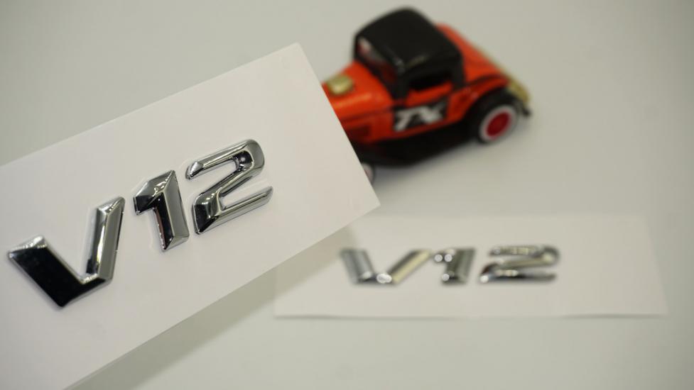 V12 Çamurluk Yanı Gümüş Krom Parlak Siyah ABS 3M Yazı Logo Orjinal Ürün