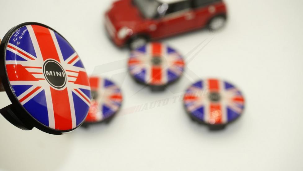 Mini Cooper Wings English Flag Jant Göbek Kapağı Seti 54mm