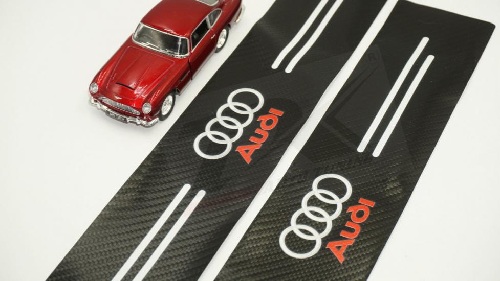 Audi Logo Karbon Fiber Deri Kapı Eşiği Dekoratif Koruyucu Şeritleri