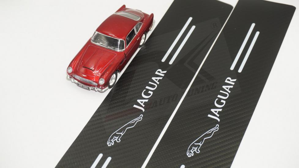 Jaguar Logo Karbon Fiber Deri Kapı Eşiği Dekoratif Koruyucu Şeritleri
