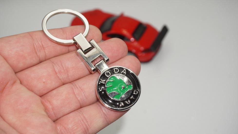 Skoda Logo Krom Metal Çift Yön Anahtarlık Orjinal Ürün