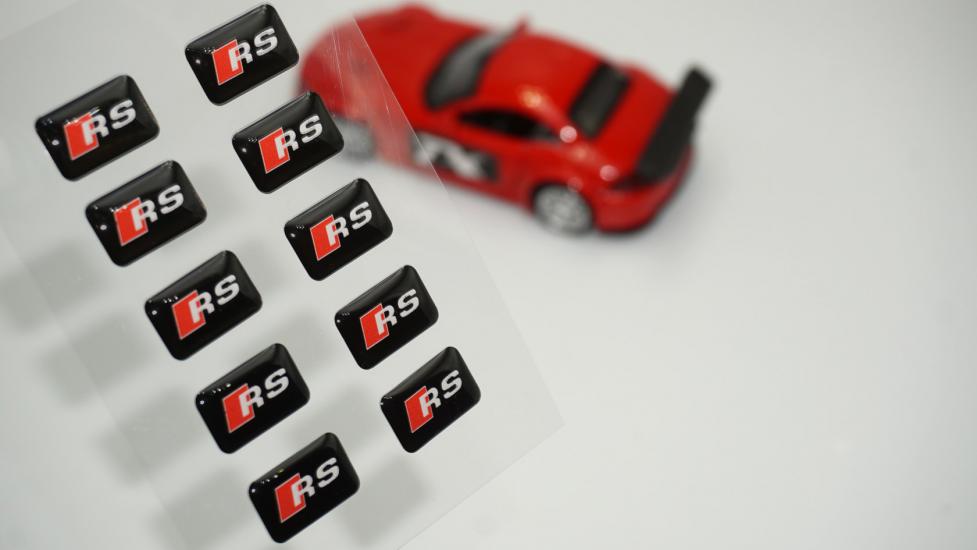 Audi RS Logo 3D Cam Açma Torpido Konsol Ayna Çıkartma Seti