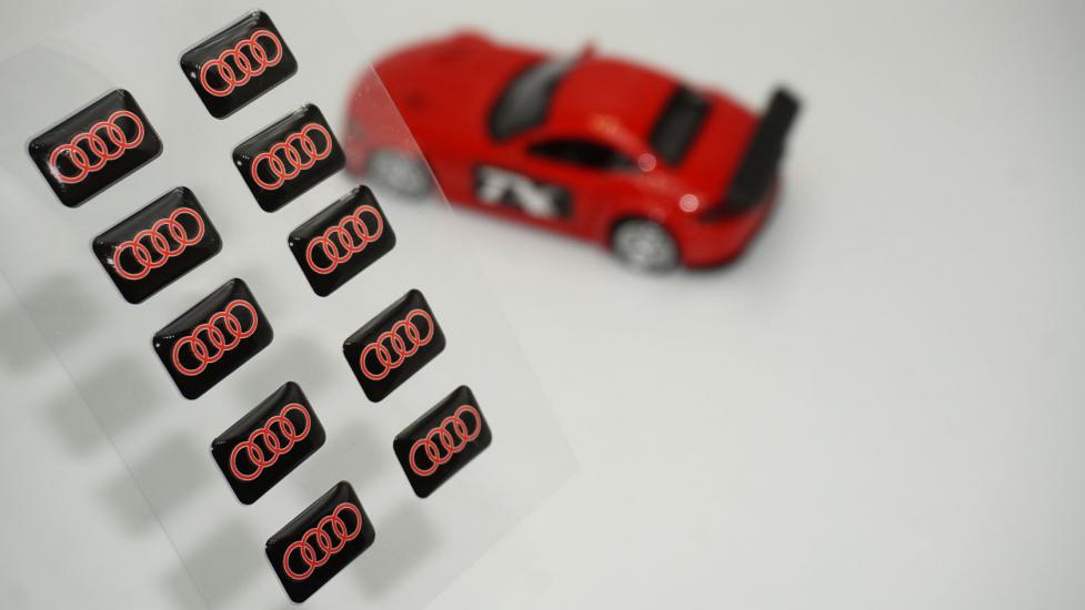Audi Logo 3D Cam Açma Torpido Konsol Ayna Çıkartma Seti